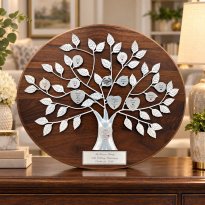 Personalized Silver Family Tree Plaque 20th/25th Anniversary Gift